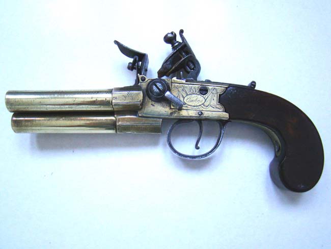 A RARE and possibly UNIQUE English Three-barrel Boxlock Flintlock Pistol by Samuel Oakes of London circa 1770 — image 2
